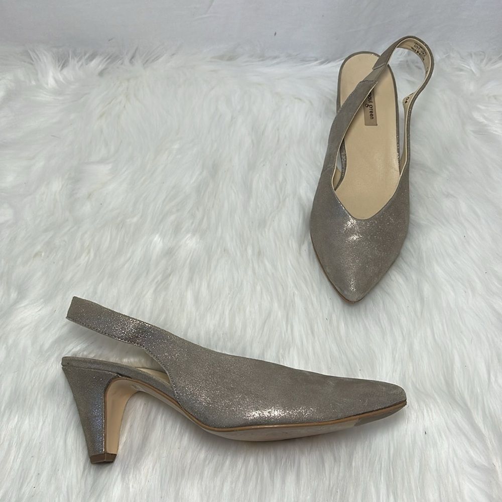 Paul Green Metallic Gold Slingback Heels Sz 5.5/US 8